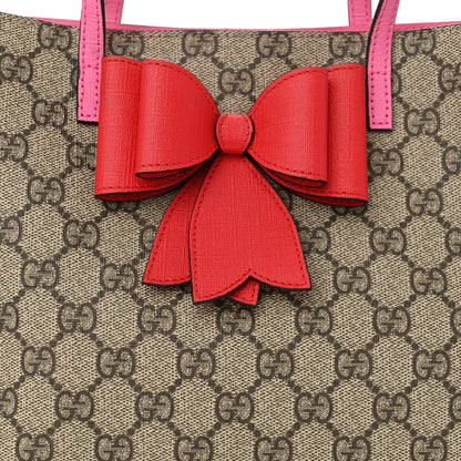 Gucci GG Supreme Monogram Bow Childrens Tote Red Pink 9 of 10