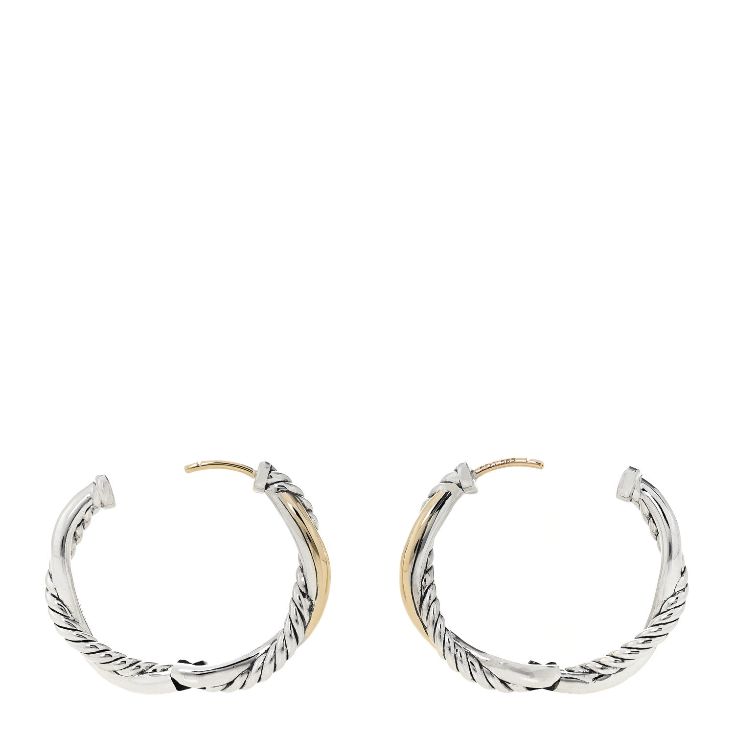 David Yurman Sterling Silver 14K Yellow Gold 23mm Petite Infinity Hoop Earrings 3 of 5