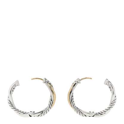 David Yurman Sterling Silver 14K Yellow Gold 23mm Petite Infinity Hoop Earrings 3 of 5