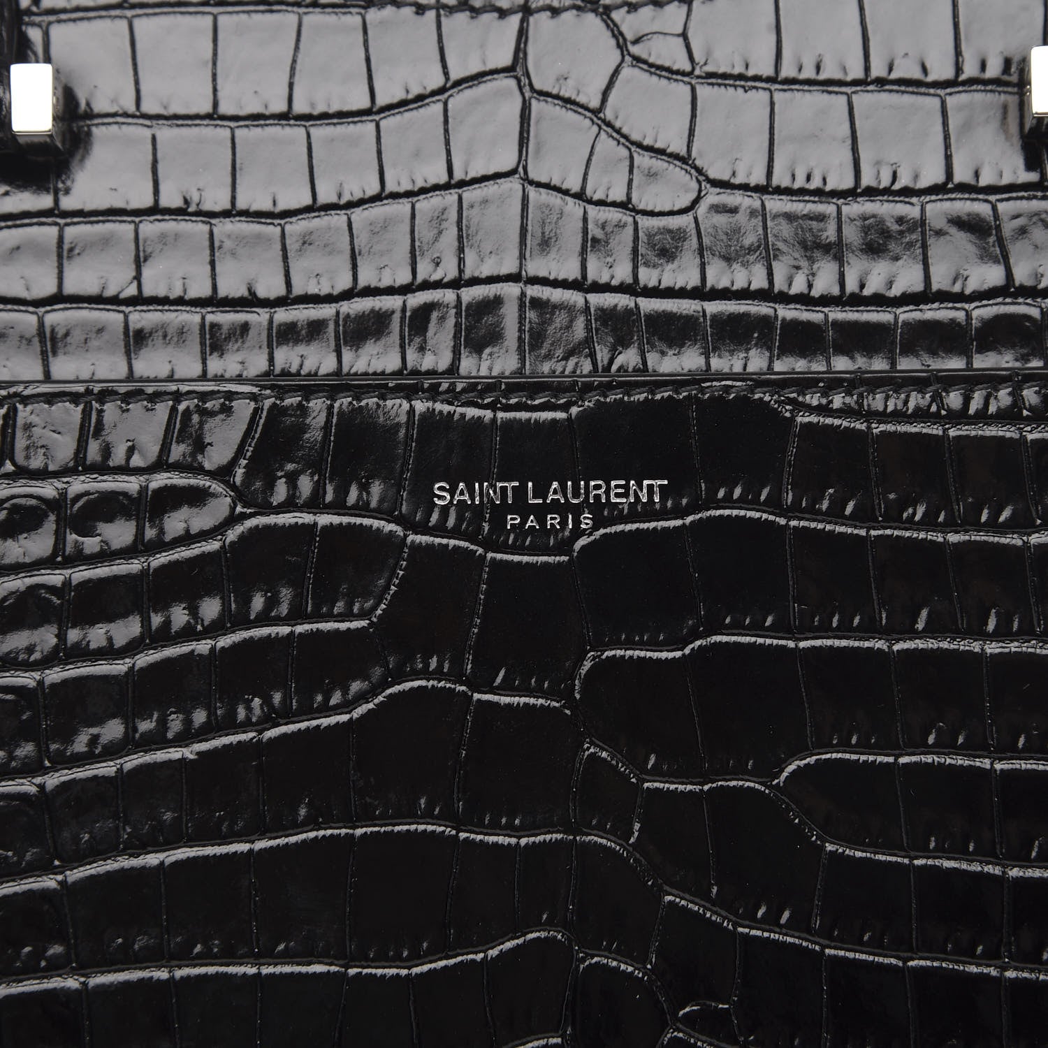 Saint Laurent Croc Calfskin Embossed Medium Uptown Tote Black 10 of 10