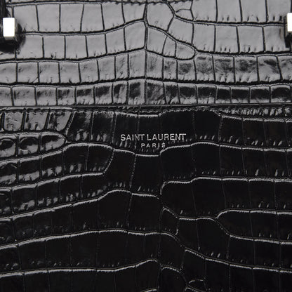 Saint Laurent Croc Calfskin Embossed Medium Uptown Tote Black 10 of 10
