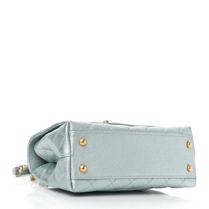 Chanel Metallic Caviar Quilted Mini Coco Handle Flap Light Blue 4 of 9