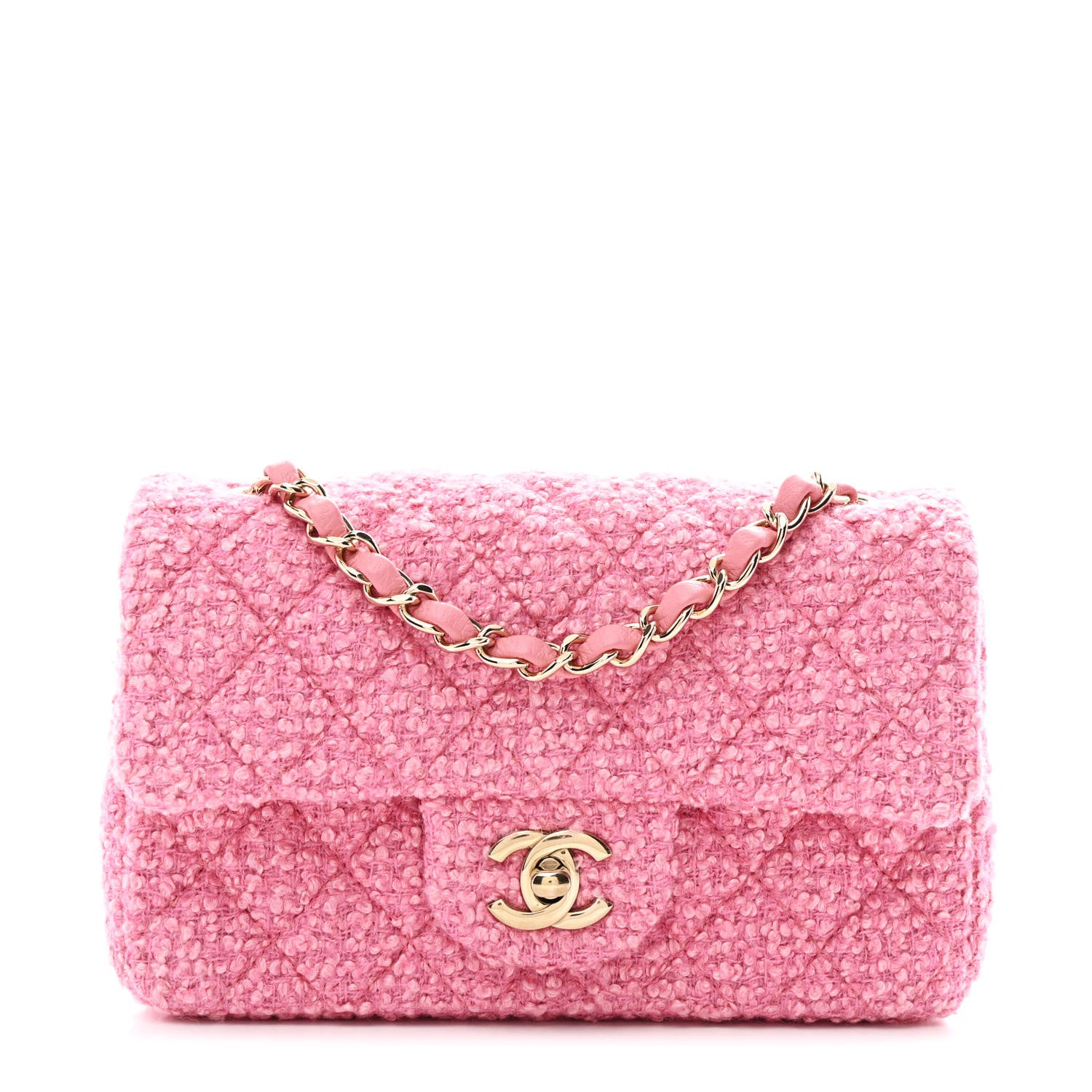 Chanel Tweed Quilted Mini Rectangular Flap Pink 1 of 10