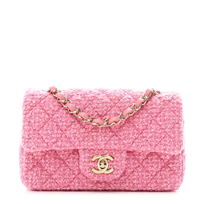 Chanel Tweed Quilted Mini Rectangular Flap Pink 1 of 10