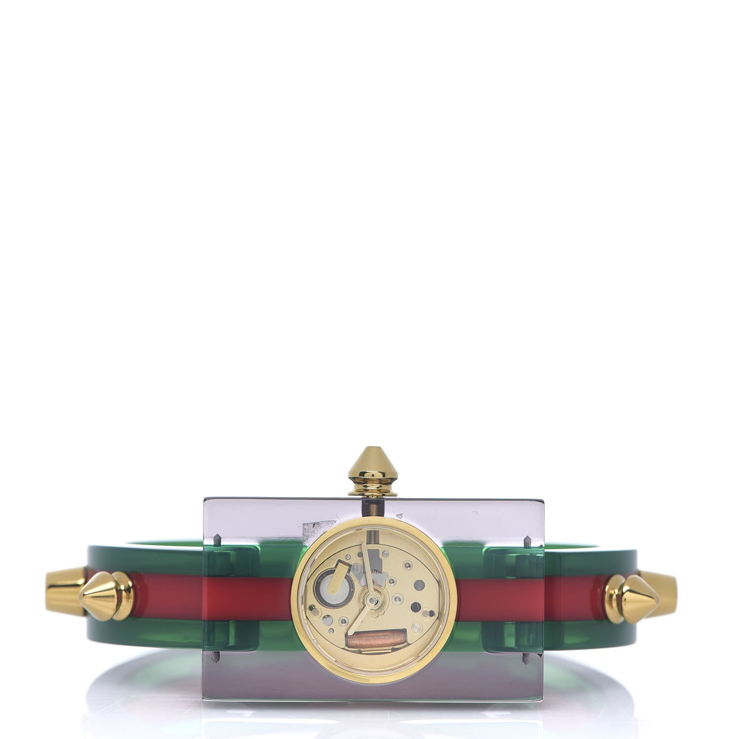 Gucci Stainless Steel Plexiglass 24mm Skeleton Stud Quartz Watch 2 of 5