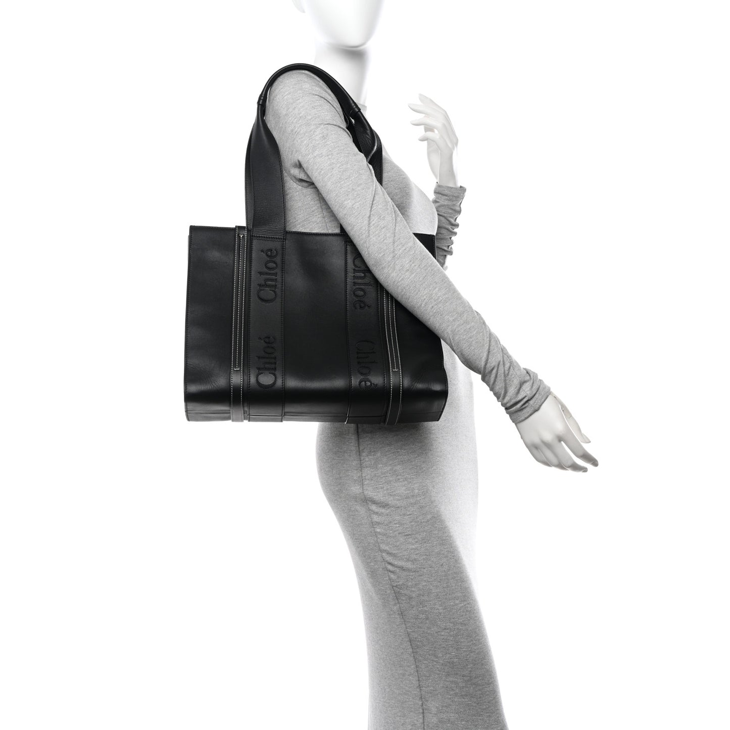 Calfskin Medium Woody Tote Black