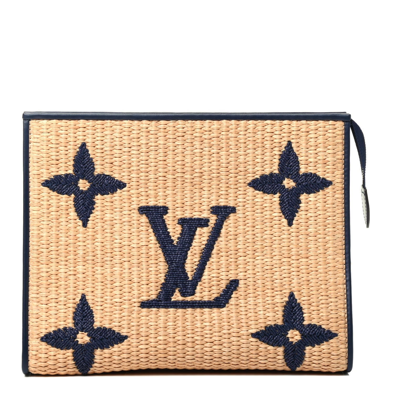 Louis Vuitton Raffia Calfskin Monogram Giant Toiletry Pouch 26 Blue 1 of 4