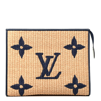Louis Vuitton Raffia Calfskin Monogram Giant Toiletry Pouch 26 Blue 1 of 4