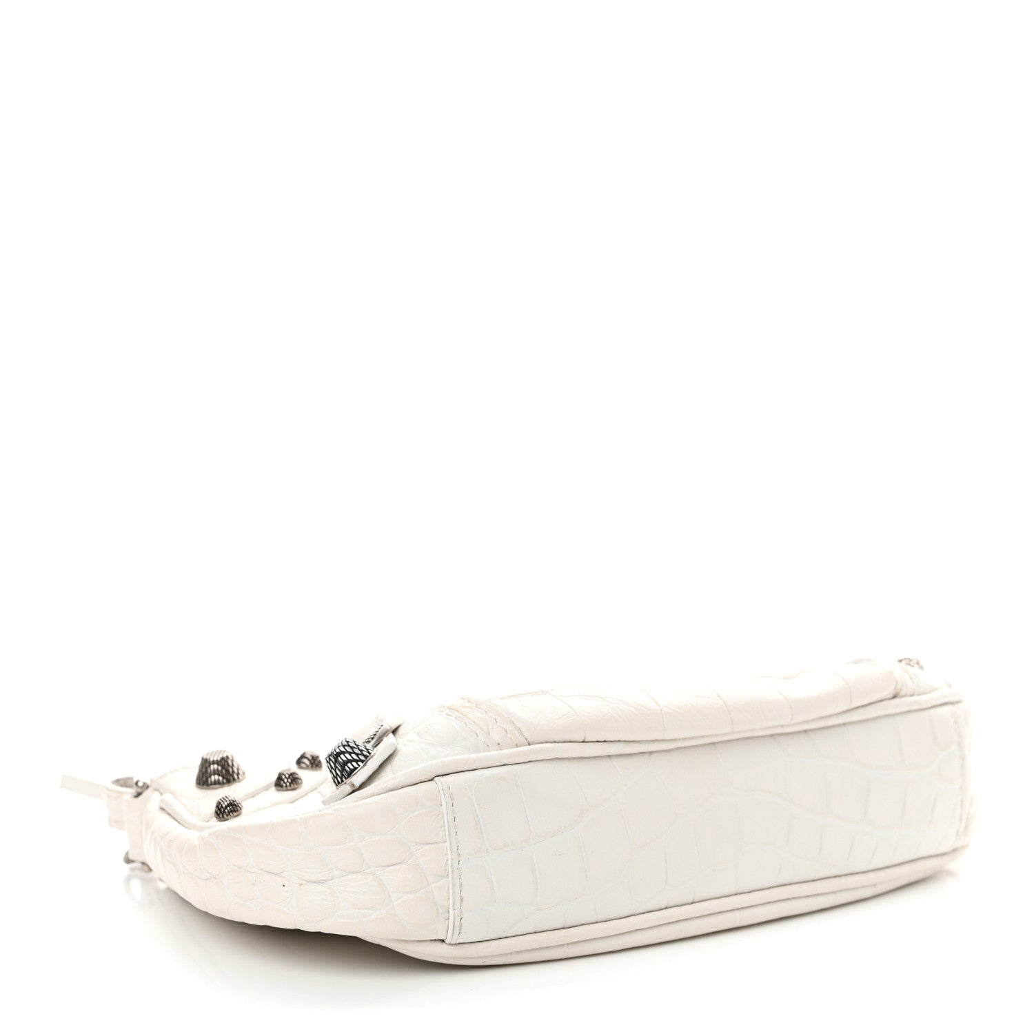 Balenciaga Extra Supple Calfskin Crocodile Embossed Le Cagole Mini Purse With Chain White 4 of 18