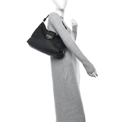 Salvatore Ferragamo Calfskin Fanisa Gancini Hobo Black 2 of 10