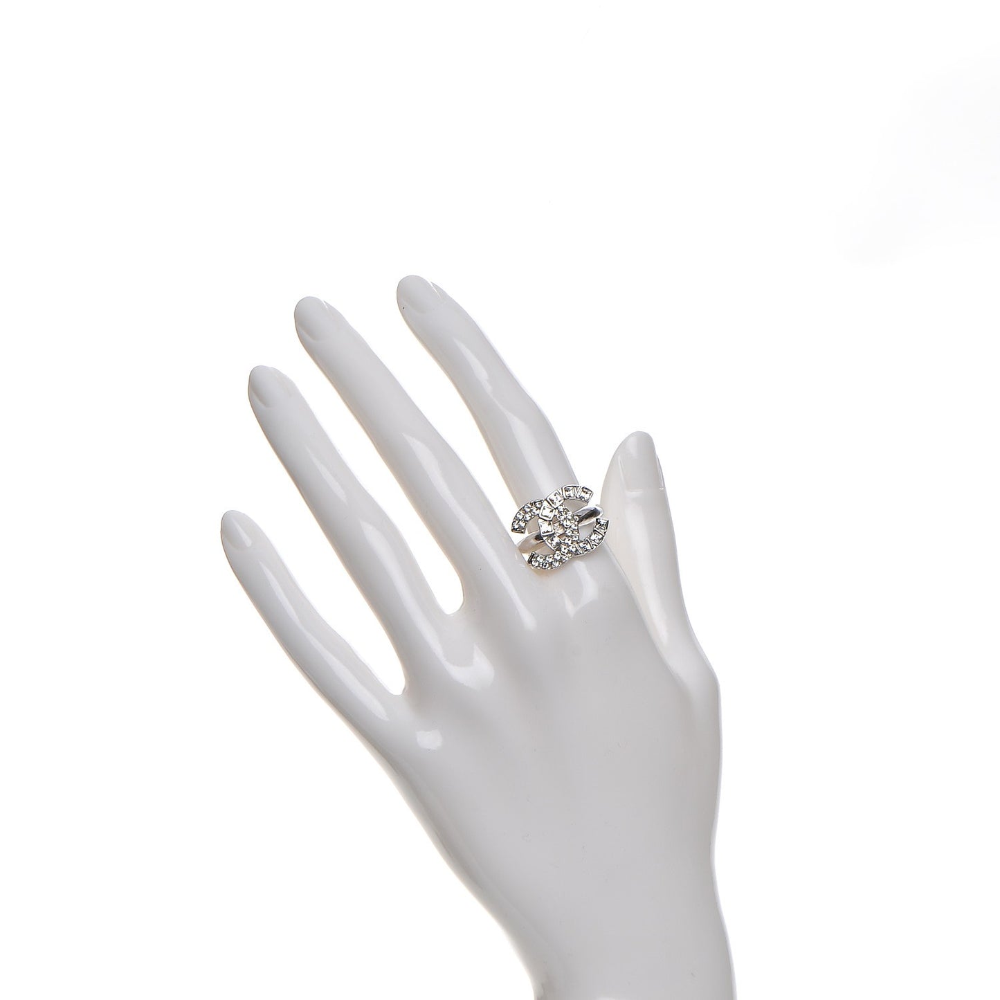 Crystal Baguette CC Ring 6.5 Silver