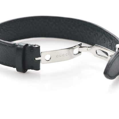 Gucci 18K Yellow Gold Calfskin Interlocking G Bracelet Green 4 of 4