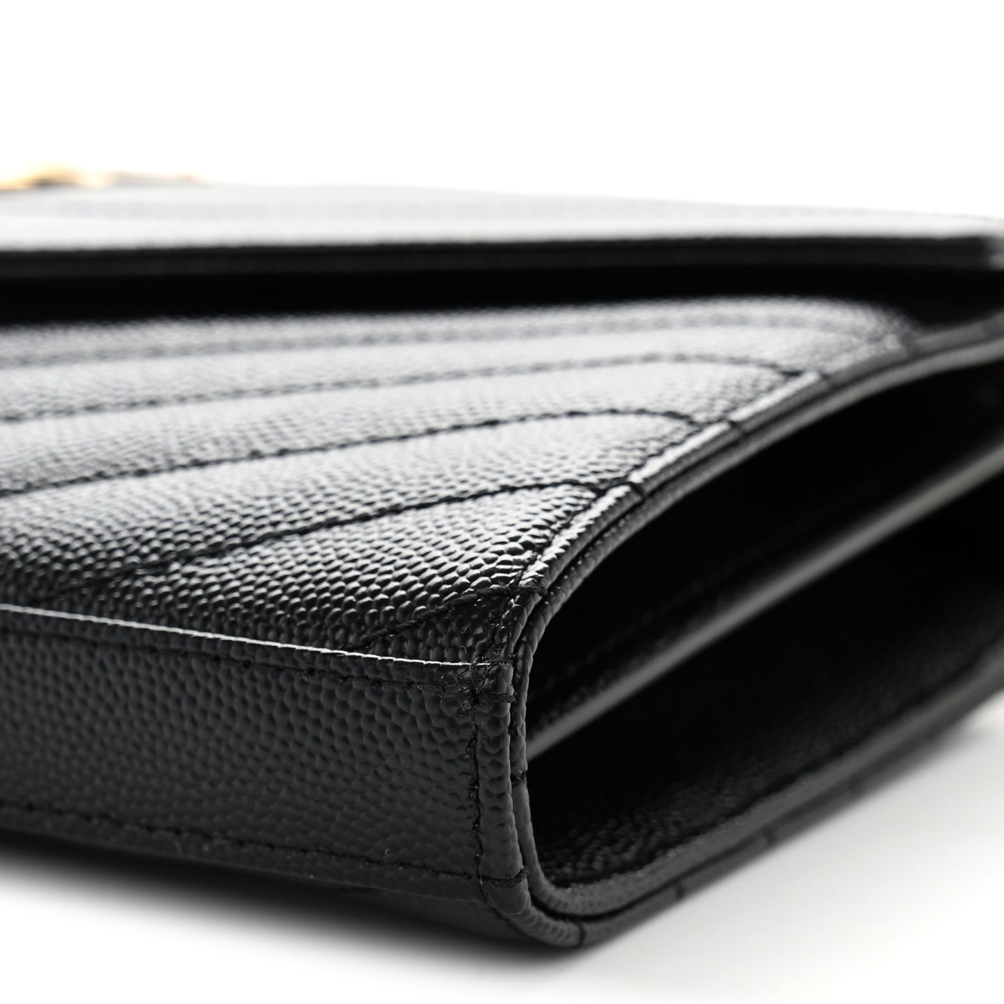 Grain De Poudre Matelasse Chevron Monogram Chain Wallet Black