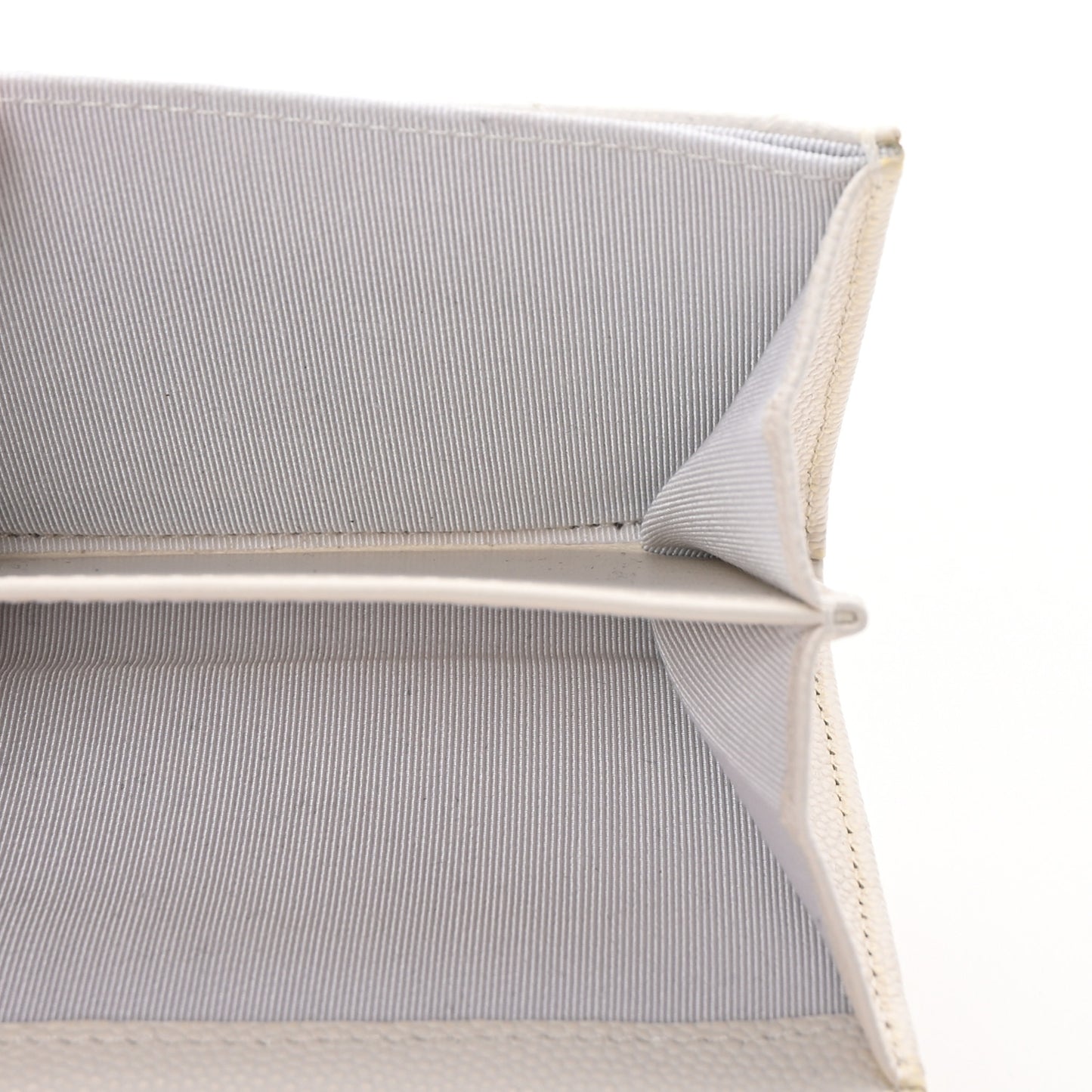 Caviar Quilted Flap Card Holder On Chain White