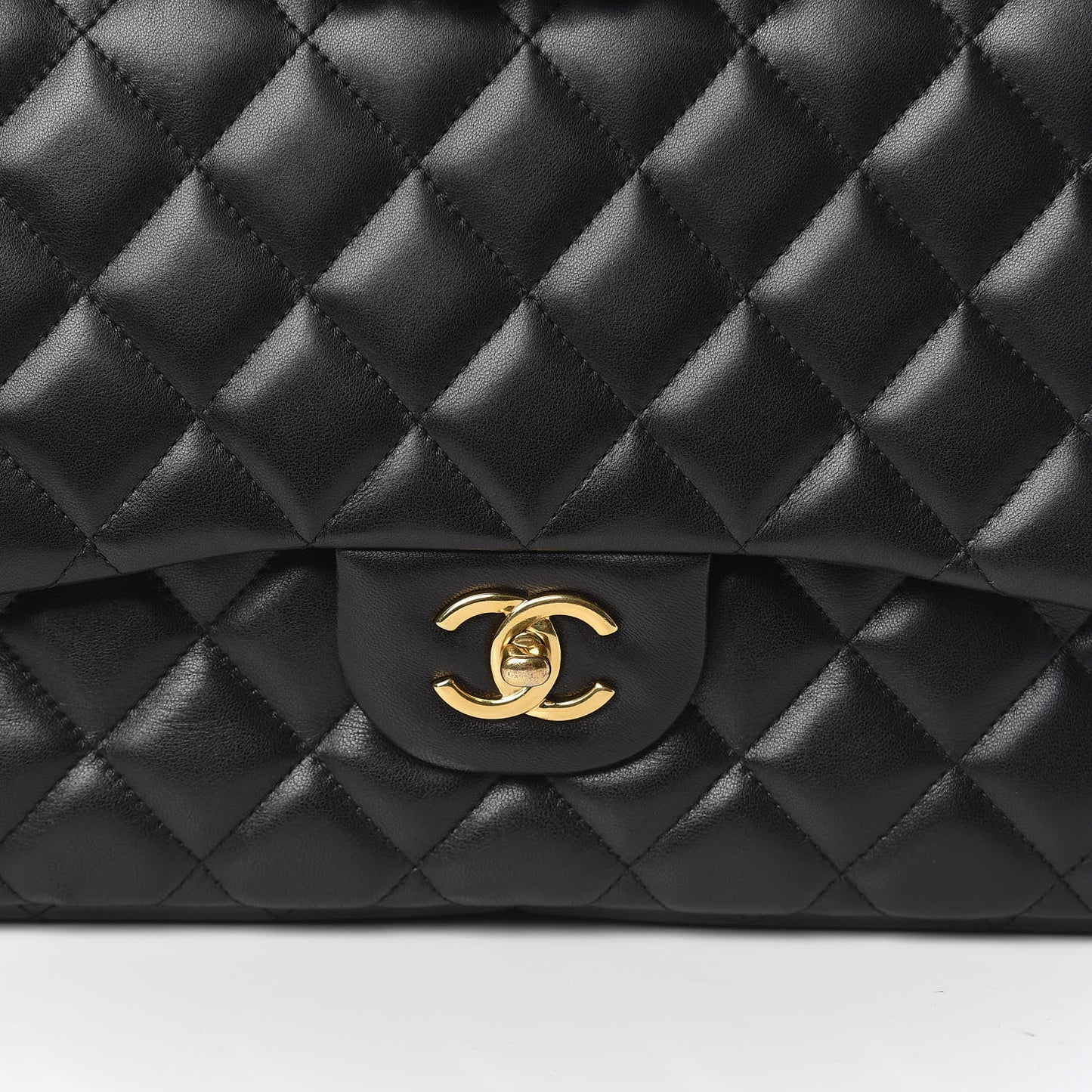 Lambskin Quilted Jumbo Double Flap Black