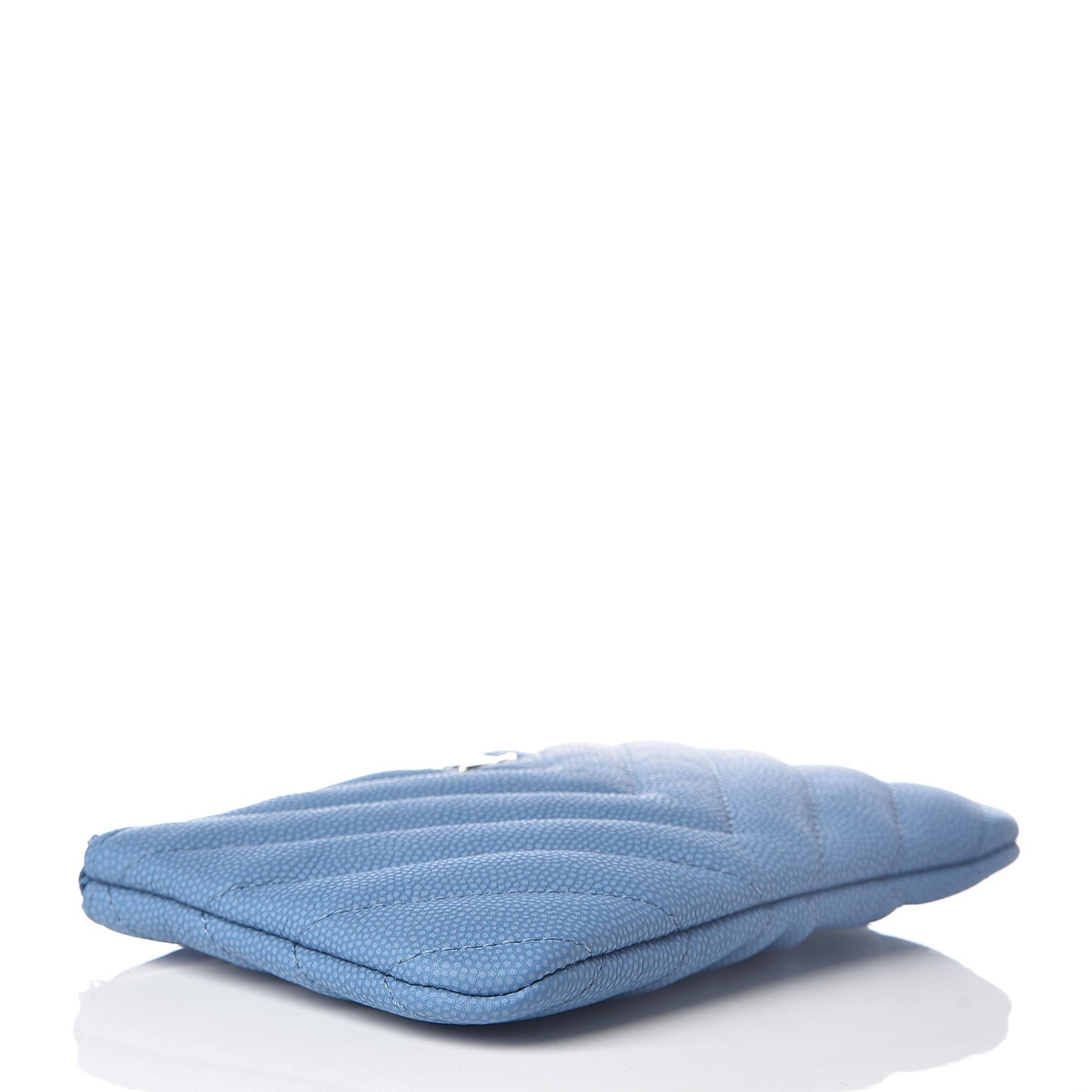 Caviar Flat Chevron Quilted Small Cosmetic Case Blue