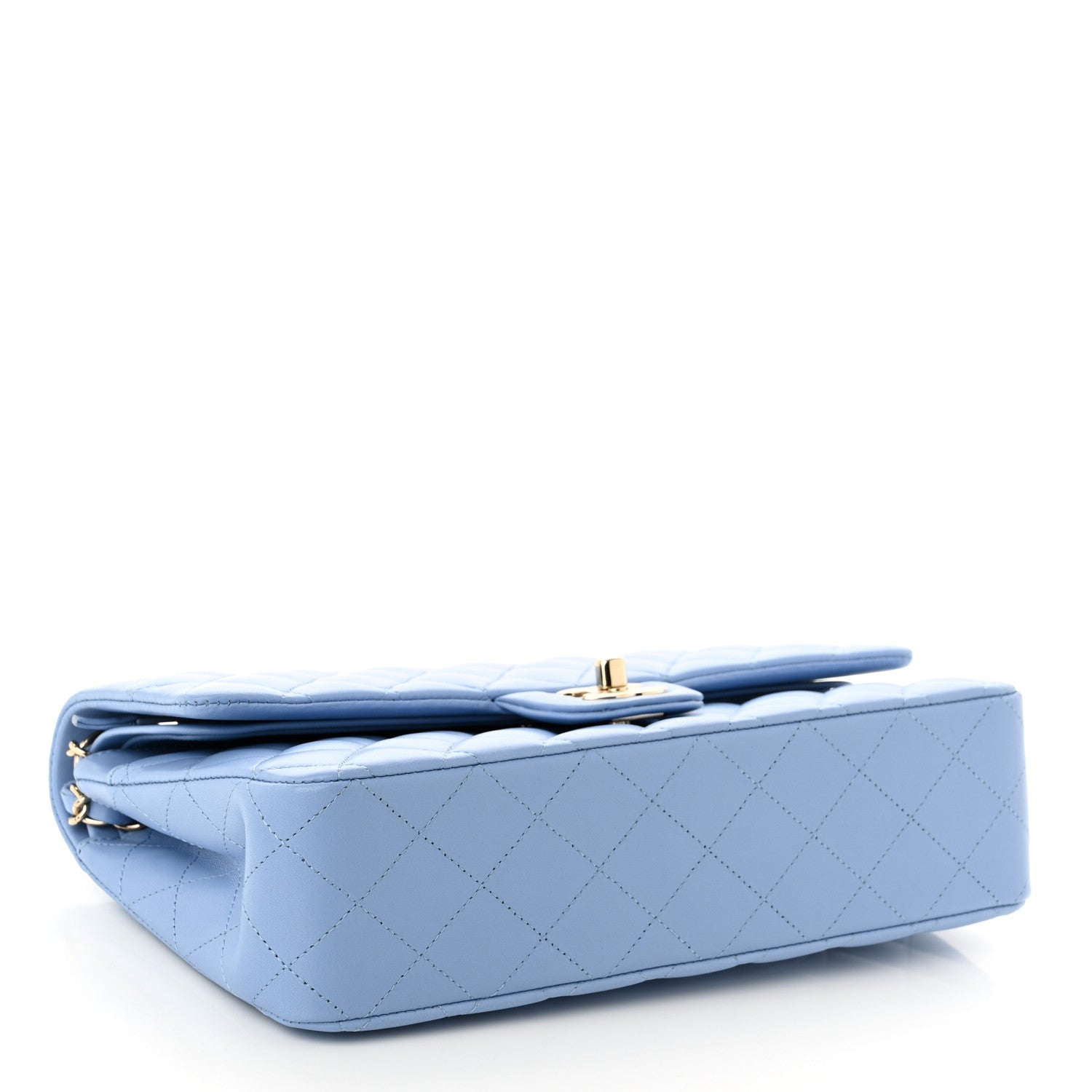 Chanel Lambskin Quilted Medium Double Flap Light Blue 4 of 11