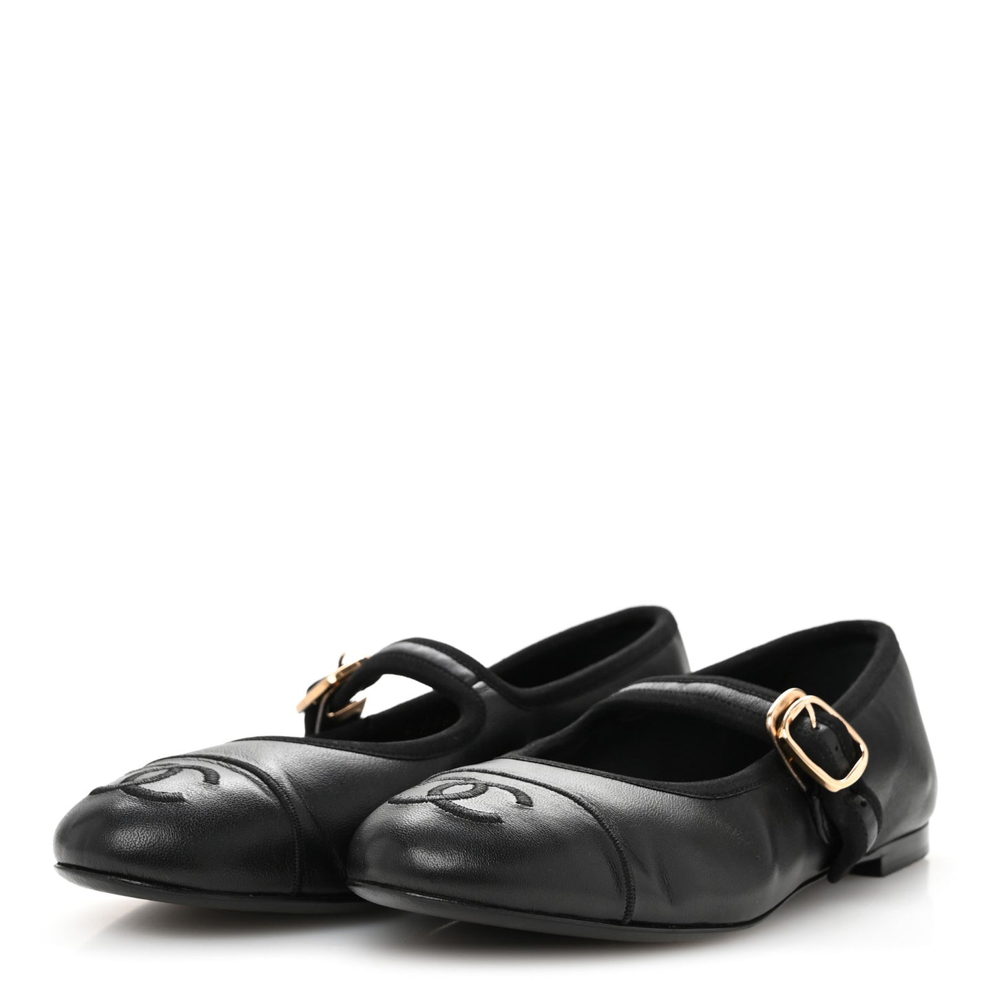 Lambskin Mary Jane Flats 36 Black