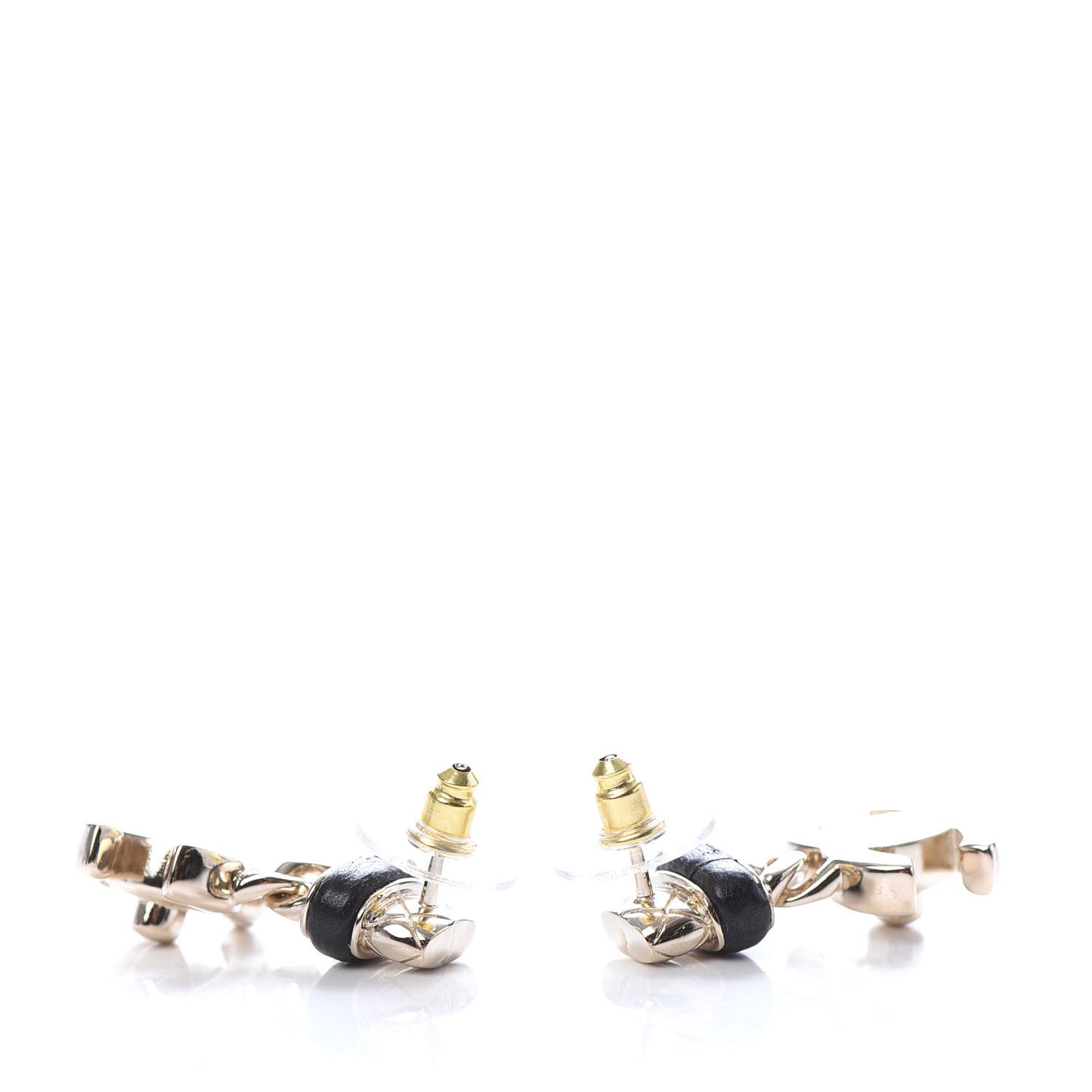 Lambskin CC Turnlock Drop Earrings Gold Black