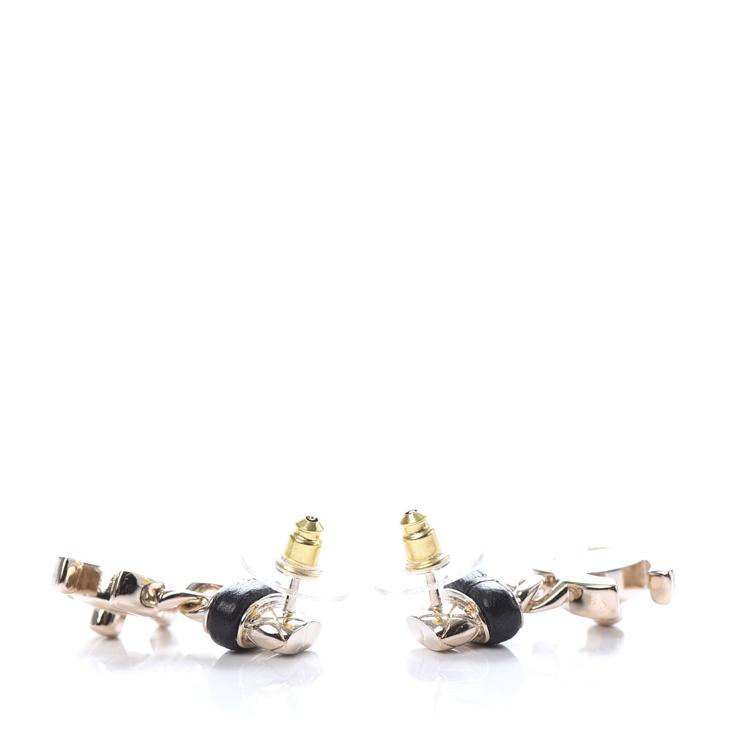 Chanel Lambskin CC Turnlock Drop Earrings Gold Black 3 of 5