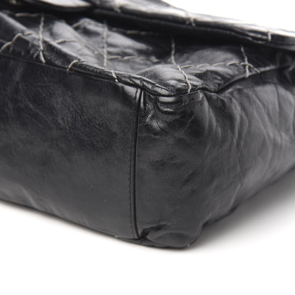 Chanel Glazed Goatskin Double Contrast Stitch Flap Black 8 of 9