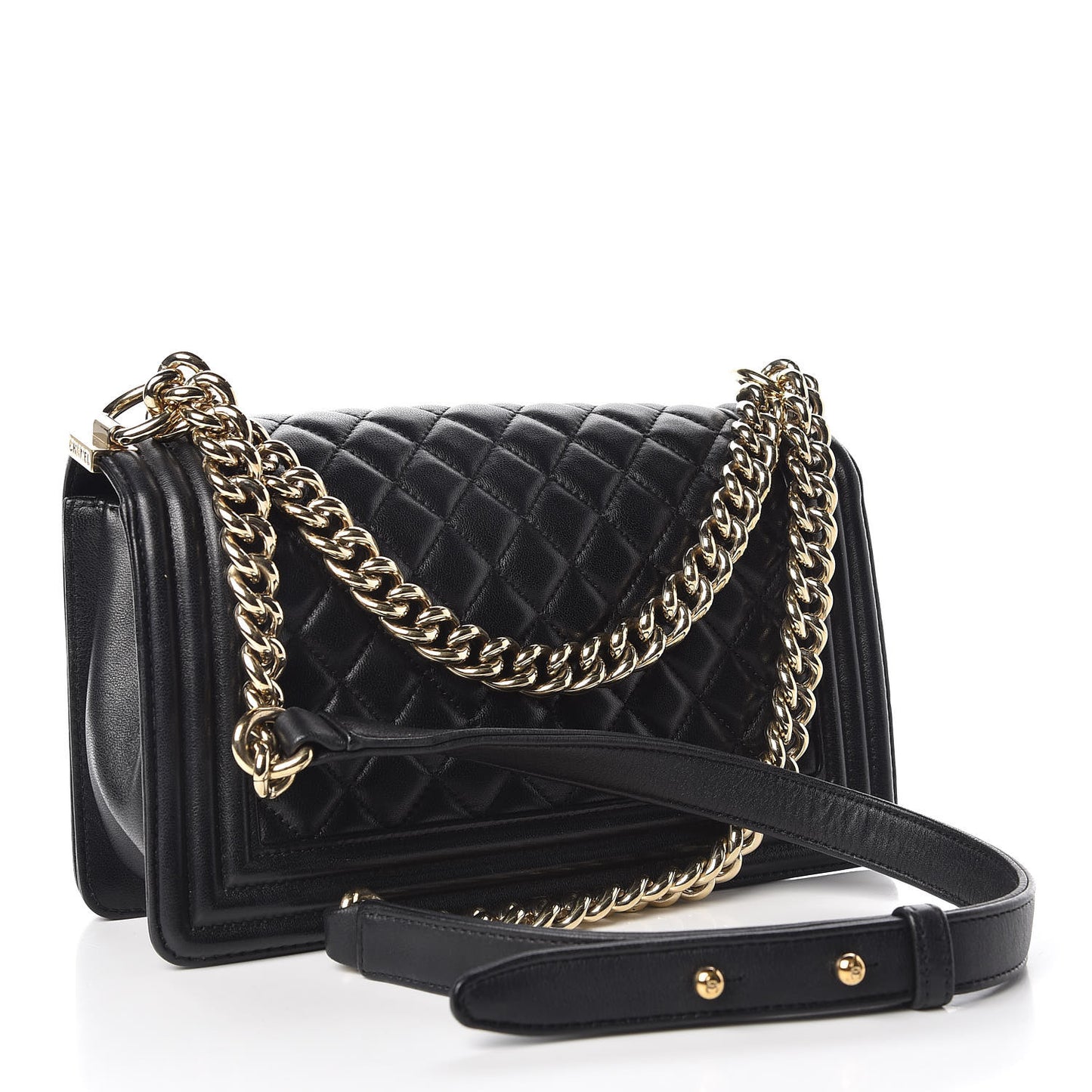 Lambskin Quilted Medium Boy Flap Black