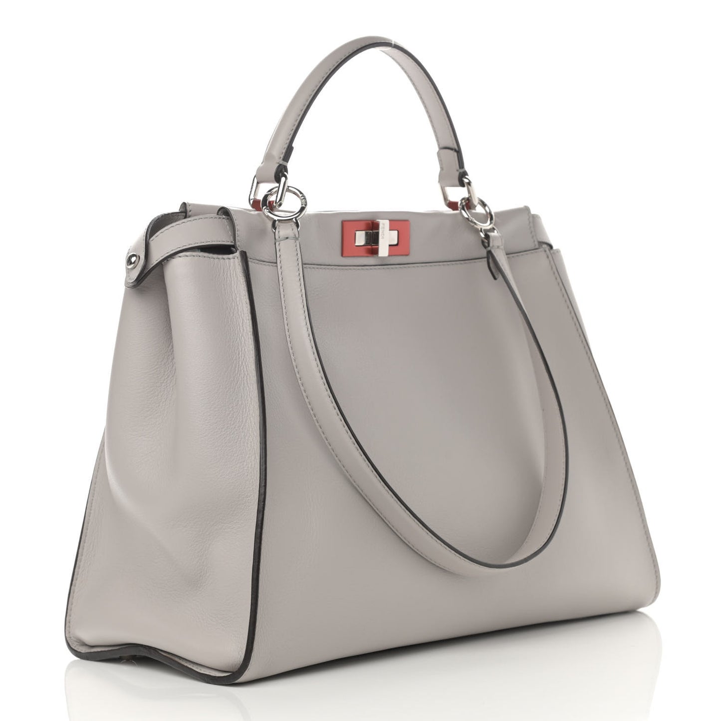 Vitello Dolce Shiny Nappa Large Peekaboo Iconic Satchel Grey