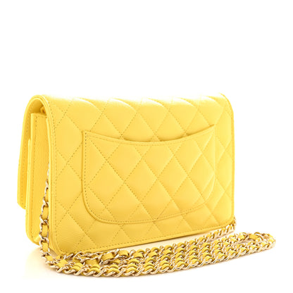 Chanel Caviar Quilted Wallet on Chain WOC Yellow 3 of 10