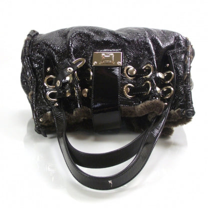 Jimmy Choo Crushed Patent Shearling Trim Riki Bag 5 of 11
