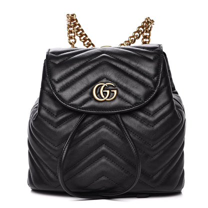 Gucci Calfskin Matelasse GG Marmont Flap Backpack Black 1 of 12