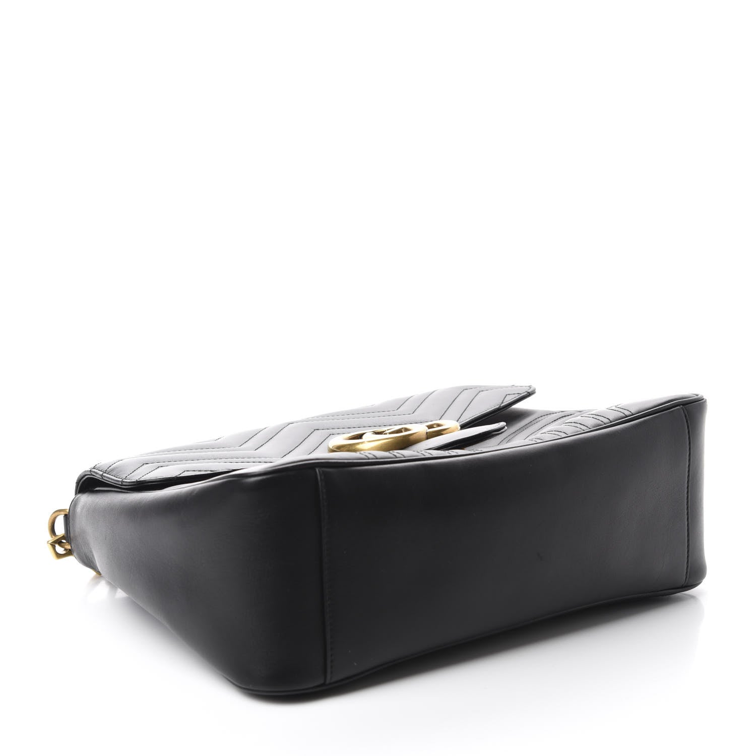 Gucci Calfskin Matelasse Medium GG Marmont Top Handle Shoulder Bag Black 4 of 11