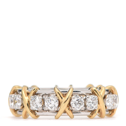 Tiffany Platinum 18K Yellow Gold Diamond Schlumberger Sixteen Stone Ring 50 5.25 3 of 7