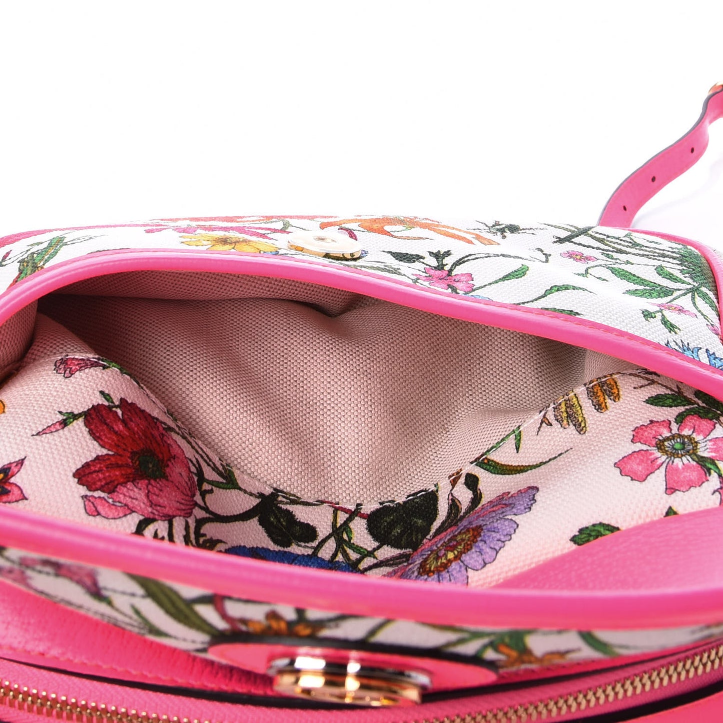 Canvas Flora Floral Shoulder Bag White Fuchsia Fluo