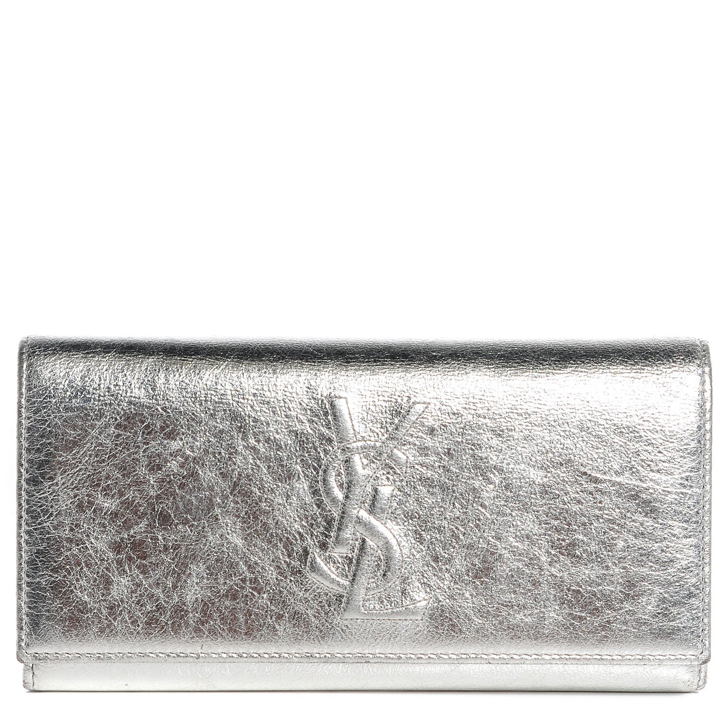 Saint Laurent Metallic Leather Belle De Jour Wallet Moon 1 of 6