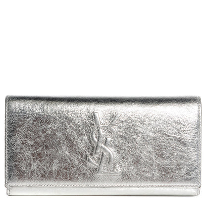 Saint Laurent Metallic Leather Belle De Jour Wallet Moon 1 of 6