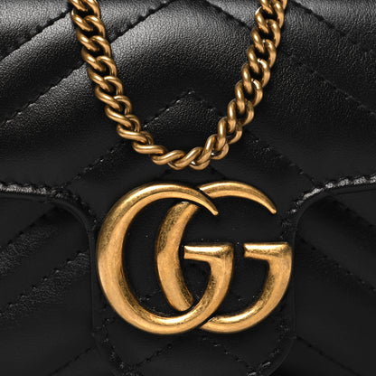 Gucci Calfskin Matelasse Super Mini GG Marmont Shoulder Bag Black 8 of 10