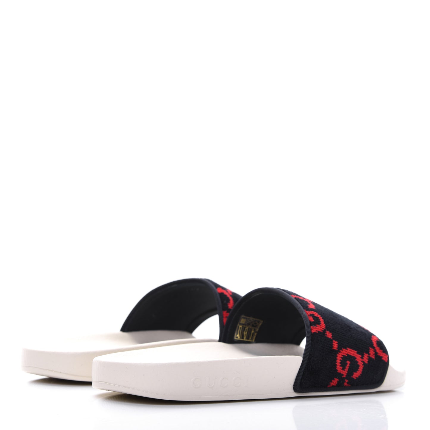 Terry Cloth GG Monogram Slide Sandals 39 Blue Red