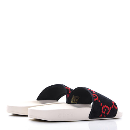 Gucci Terry Cloth GG Monogram Slide Sandals 39 Blue Red 4 of 8
