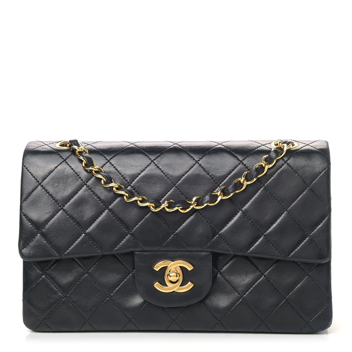Lambskin Quilted Small Double Flap Black