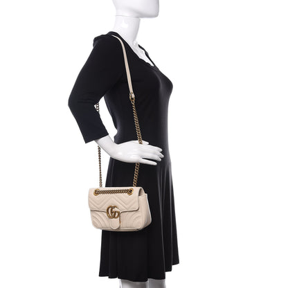 Gucci Calfskin Matelasse Mini GG Marmont Shoulder Bag White 3 of 12