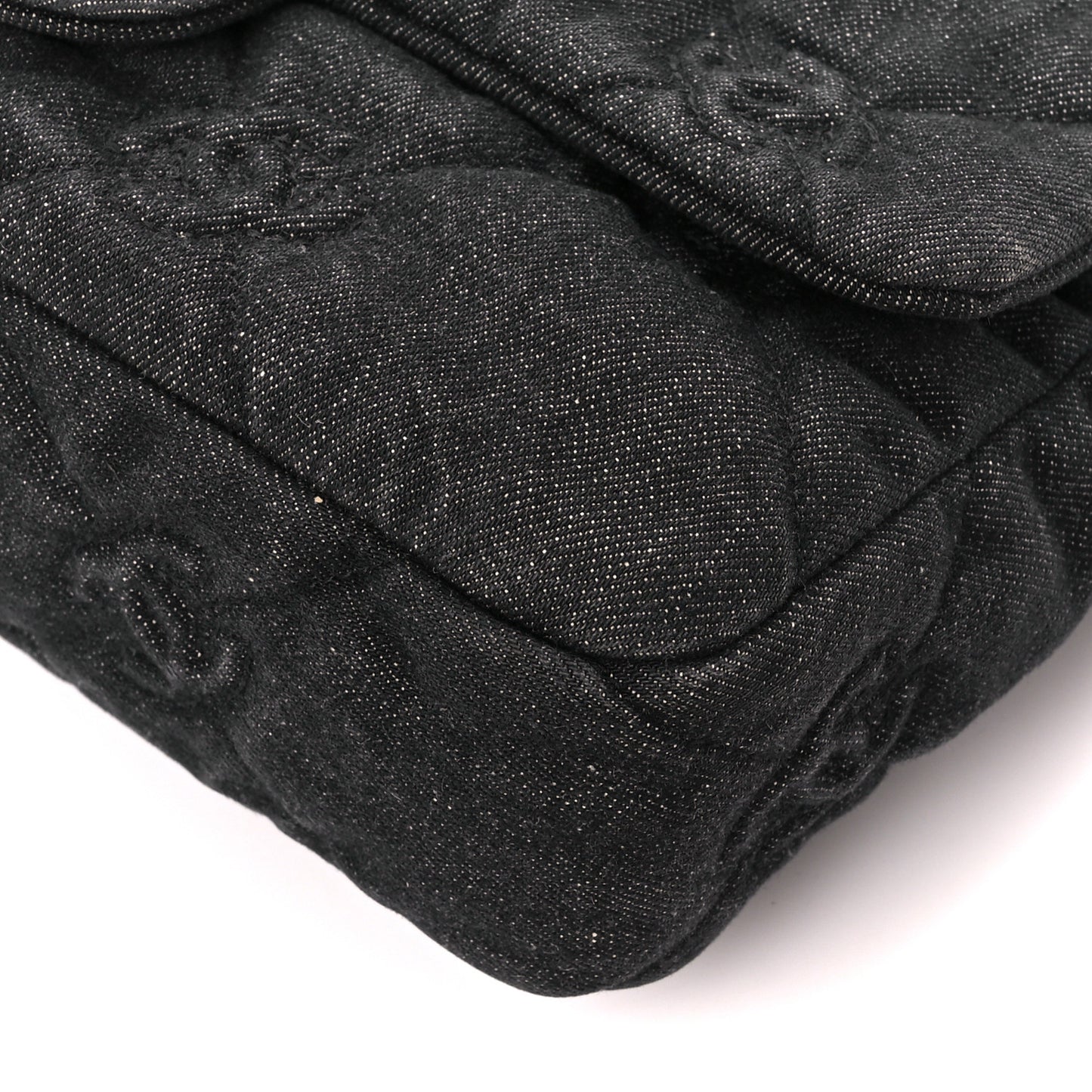 Denim Quilted Medium Funky Town Flap Black