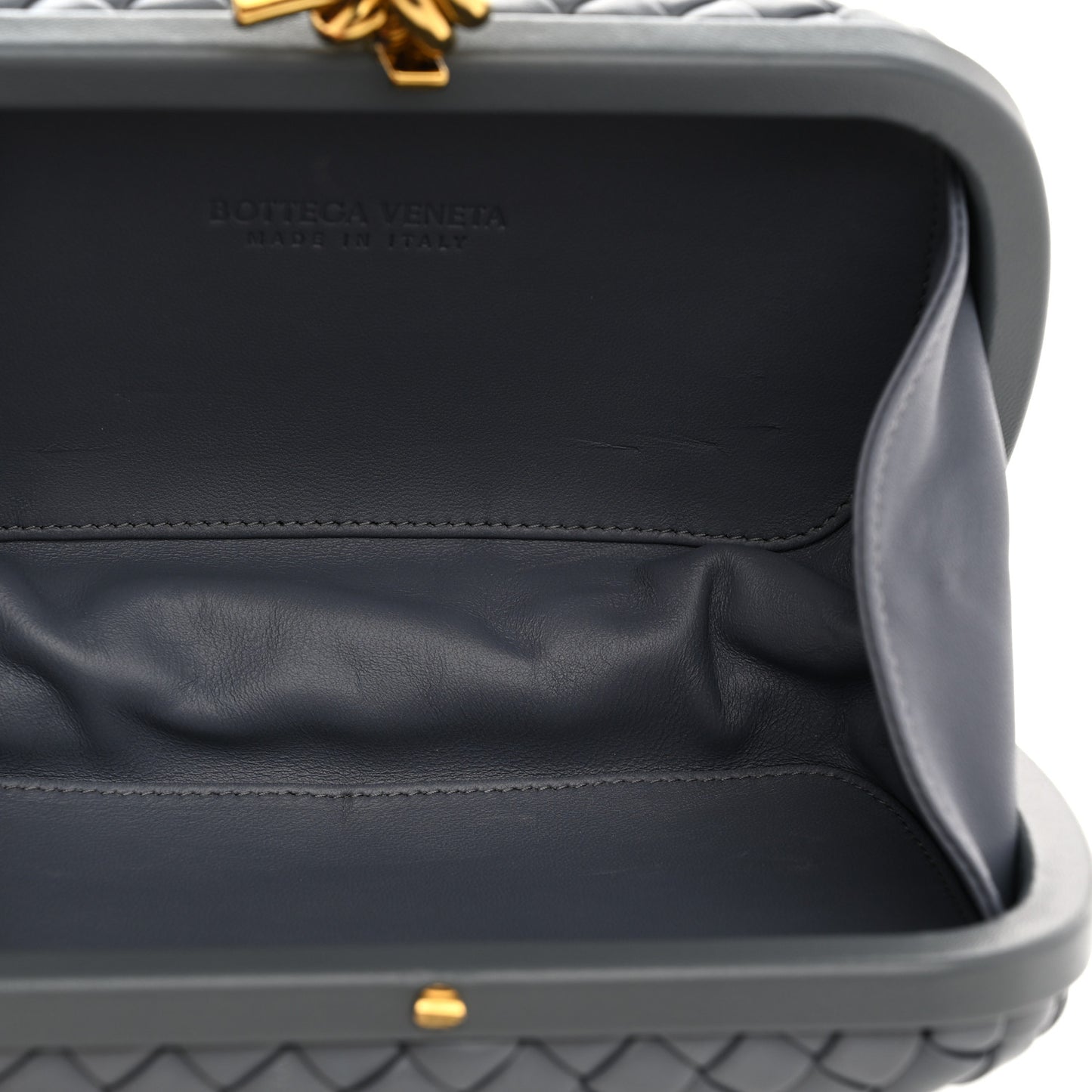 Nappa Intrecciato Minaudiere Knot Clutch Slate