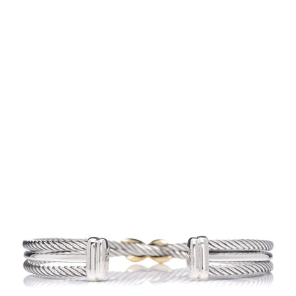 David Yurman Sterling Silver 18K Yellow Gold 7mm Crossover X Bracelet 3 of 5