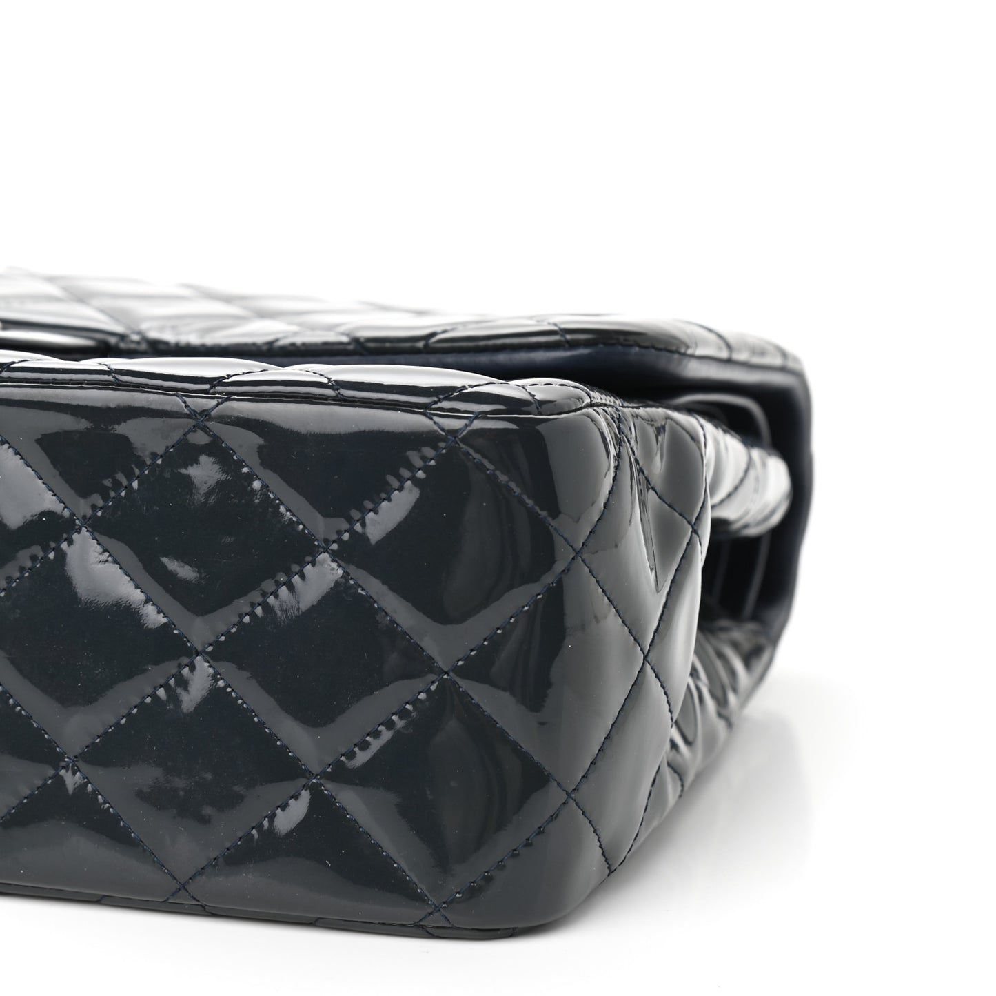 Patent Quilted Jumbo Double Flap Blue
