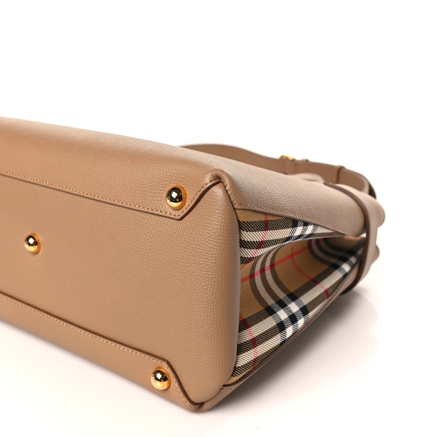 Burberry Derby Calfskin House Check Medium Banner Tote Camel 7 of 7