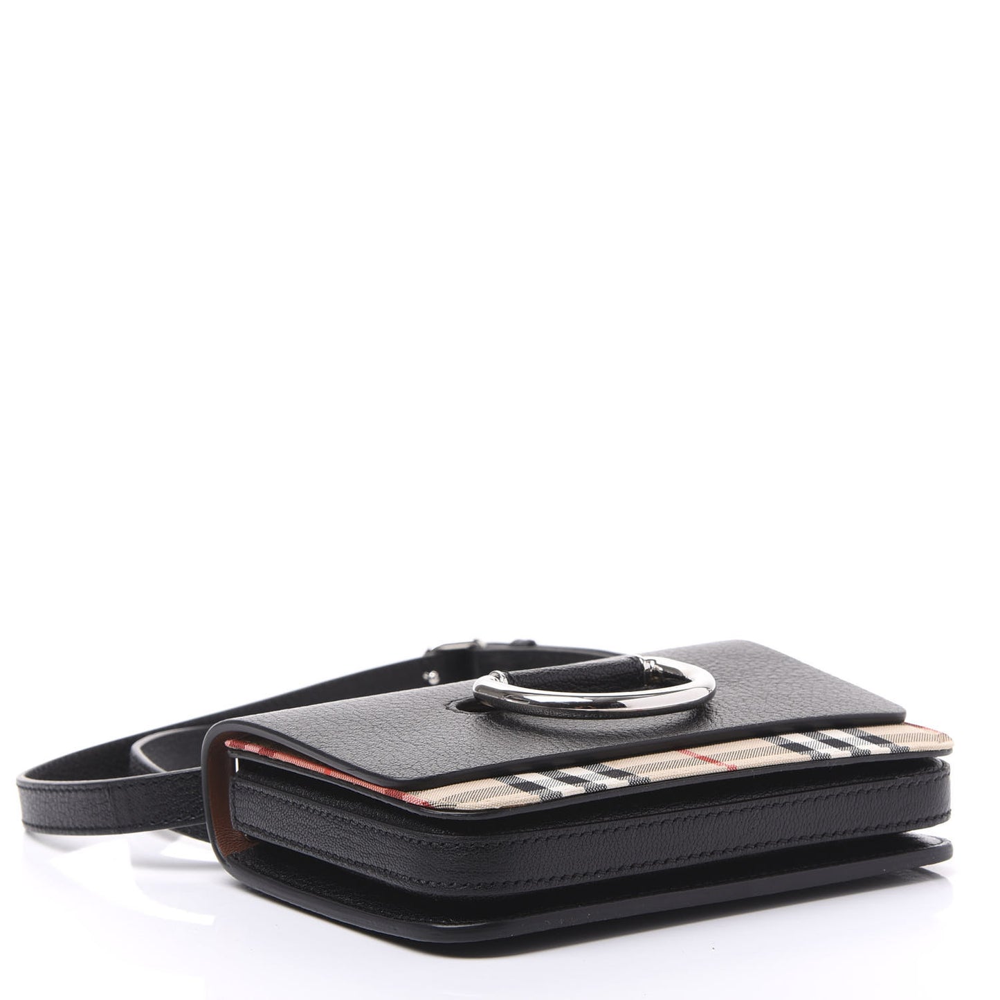 Goatskin Vintage Check Mini D-Ring Bag Black