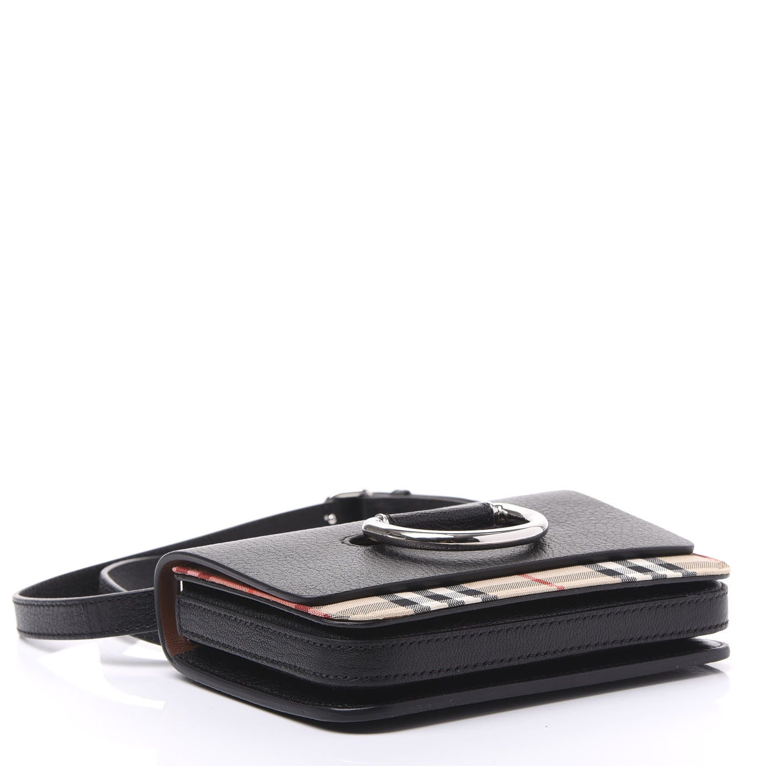 Burberry Goatskin Vintage Check Mini D-Ring Bag Black 3 of 9
