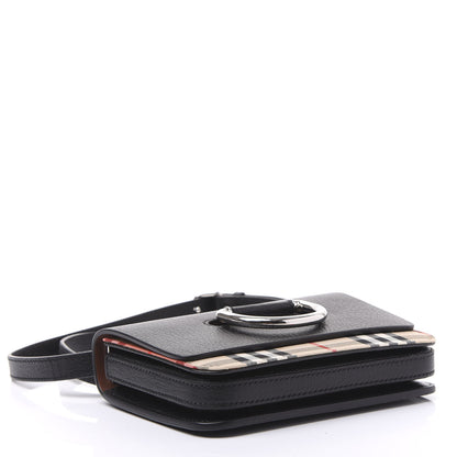 Burberry Goatskin Vintage Check Mini D-Ring Bag Black 3 of 9