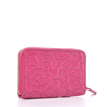 Chanel Lambskin Camellia Embossed Zip Coin Purse Pink 3 of 8