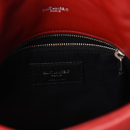 Saint Laurent Lambskin Quilted Small Loulou Puffer Monogram Chain Satchel Red 5 of 8